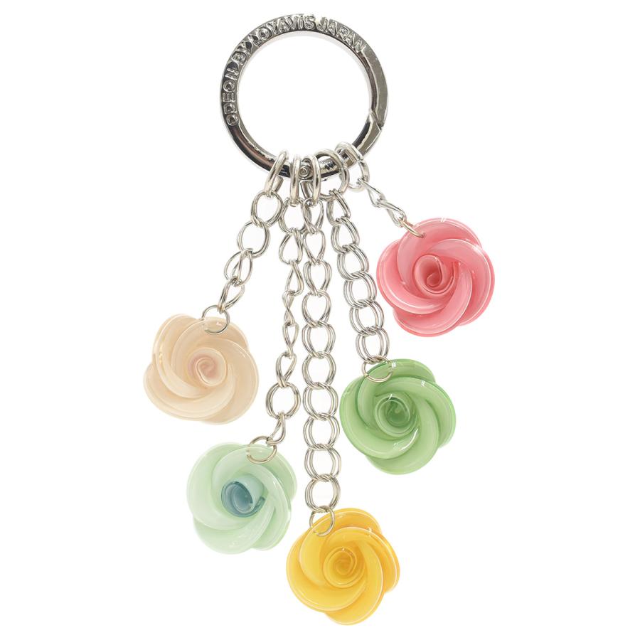 バッグチャーム ミニ薔薇5連 ローズ キーリング かわいい キーホルダー