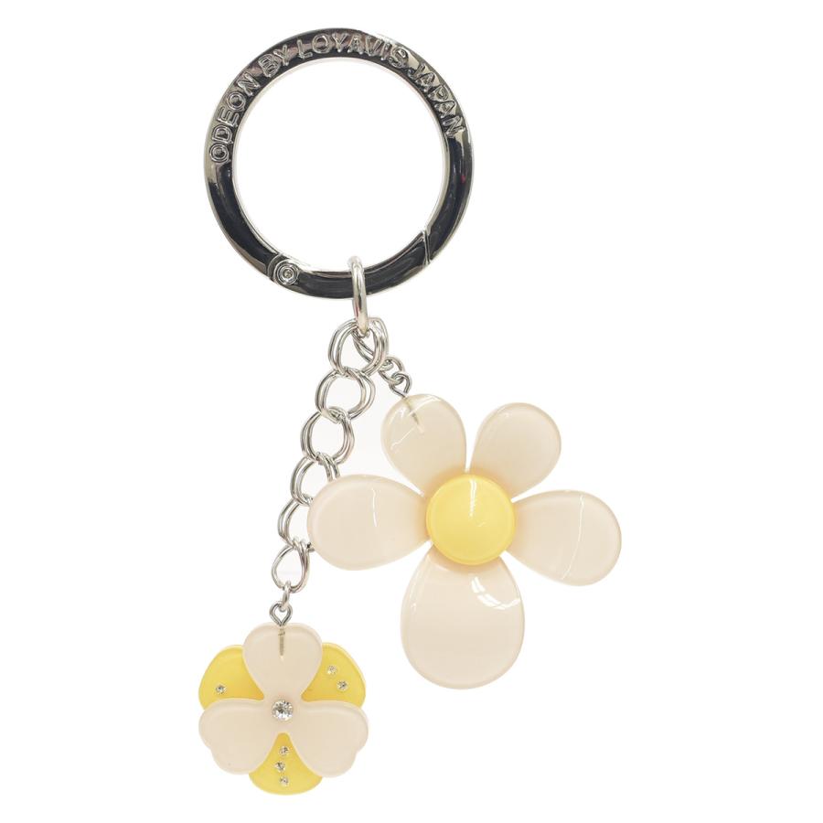 バッグチャーム 花 プルメリア ショートチェーン キーホルダー