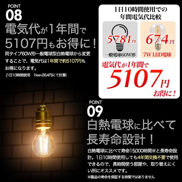 LEDペンダントライト フィラメント球+真鍮ペンダントソケット 調光対応