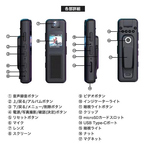 バイク用ドライブレコーダー ドラレコ 本体 小型 自転車 SDカード録画
