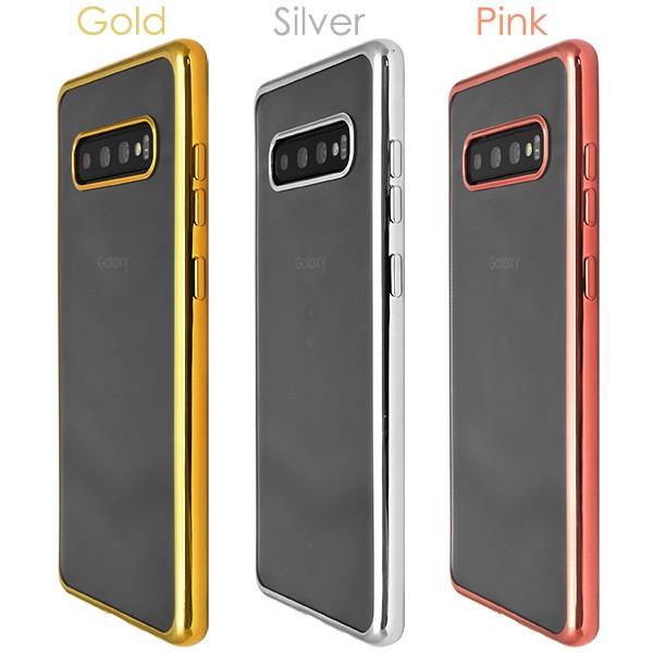 Galaxy S10+ ケース メタリックバンパー×背面クリア ソフトケース