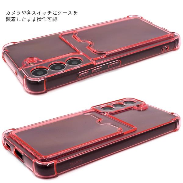 Galaxy S22 カバー クリアケース カード・チェキ収納背面ポケット付