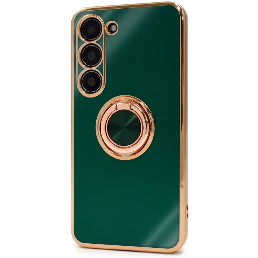 Galaxy S23 カバー ケース スマホリング付 メタリックバンパー