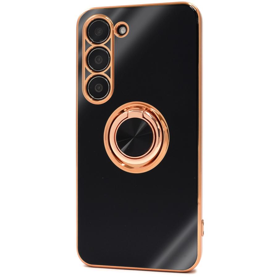 Galaxy S23 カバー ケース スマホリング付 メタリックバンパー