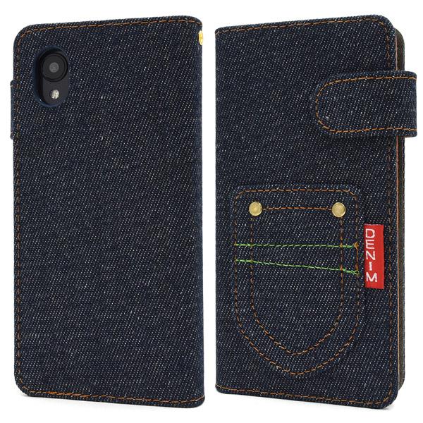 Galaxy A23 5G ケース 手帳型 ブラックデニム調 ジーンズデザイン