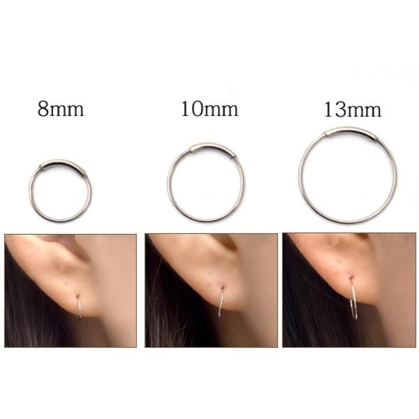 ピアス プラチナ フープピアス 8mm 片耳用 パイプフープ pt900 小さめ 細い 日本製 国産 レディース メンズの画像