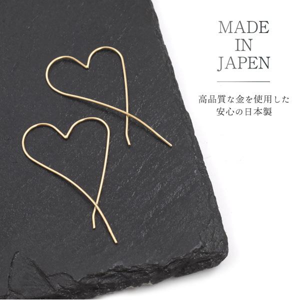 ピアス K10 ハートワイヤーピアス イエローゴールド 10金 日本製 かわいい シンプル おしゃれ 女性 レディース_4
