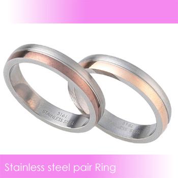 ペアリング ツートンカラー ステンレスリング（ブラウン＆ピンク