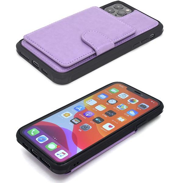 PLATA（プラタ） iPhone11 Pro Max カバー ケース 背面カード収納付 横