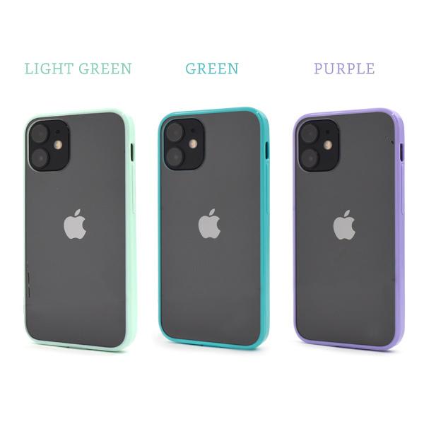 PLATA iPhone12mini カバー ケース 背面クリアー×カラーバンパー