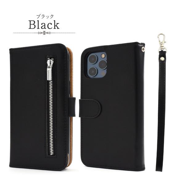 PLATA iPhone12ProMax ケース 手帳型 ジップファスナー収納付 合