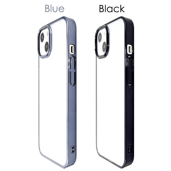 ケースです PLATA iPhone13 ケース カバー メタリックバンパー×背面クリア