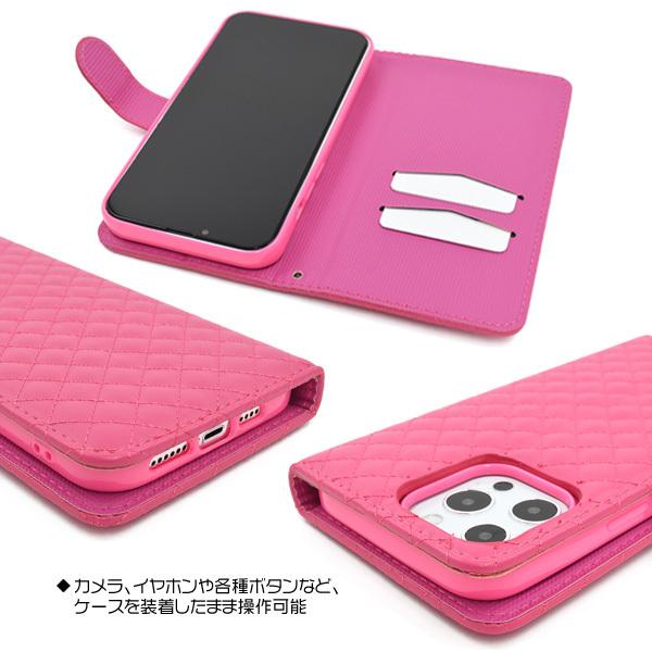 未使用　iPhone 13 Pro ケース ピンク　手帳型 PLATA iPhone13 Pro Max ケース 手帳型 キルティングレザー