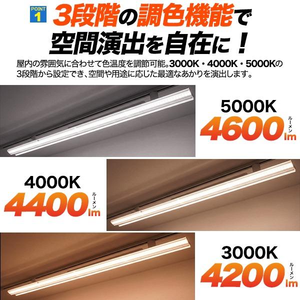 配線ダクトレール用 LEDベースライト 2灯 全長1196mm 調色 40W Ra90 高 