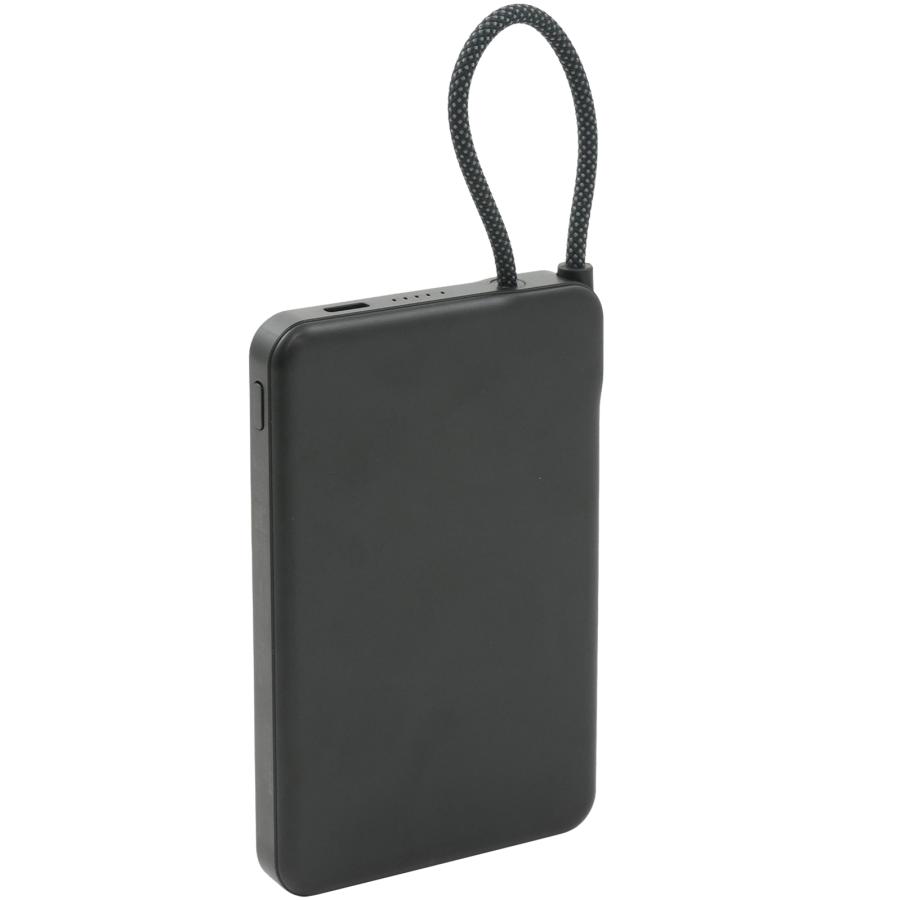 モバイルバッテリー 準固体 半固体電池 5000mAh 燃えにくい 新世代 ケーブル一体型 耐衝撃 薄型 軽量 iPhone スマホ充電器 PSE適合 白 黒 | PLATA | 01