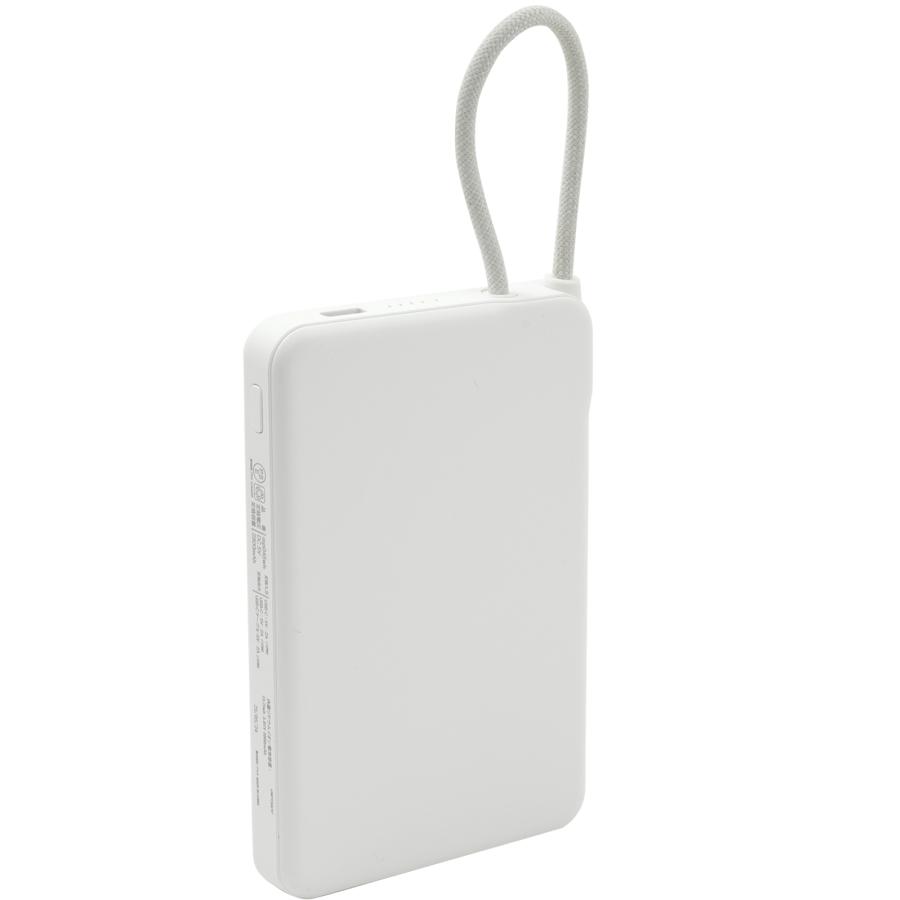 モバイルバッテリー 準固体 半固体電池 5000mAh 燃えにくい 新世代 ケーブル一体型 耐衝撃 薄型 軽量 iPhone スマホ充電器 PSE適合 白 黒 | PLATA | 02