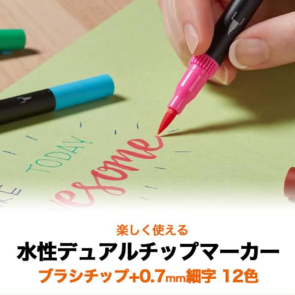 BIC 水性ペン 筆ペン カラーペン 12色 塗り絵 インテンシティ