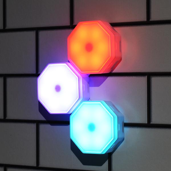 ブラケットライト おしゃれ 八角形LED 3個セット 工事不要 電池式