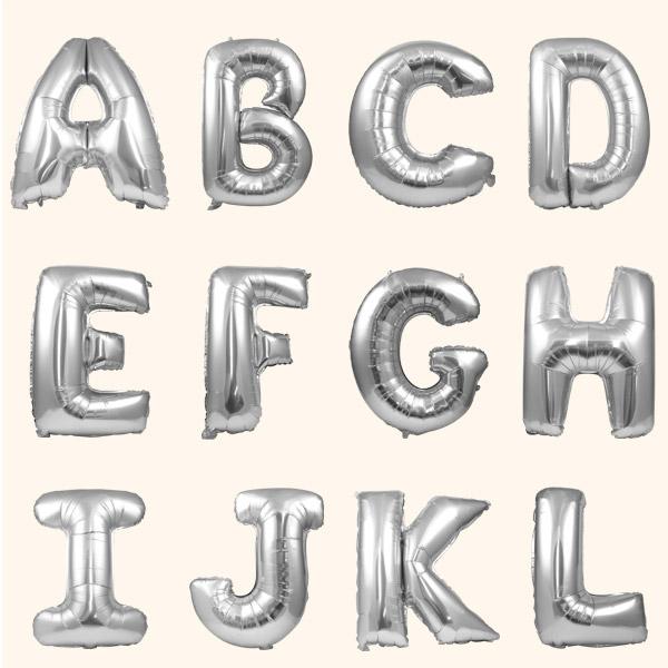 風船 アルファベット バルーン 大 シルバー 60cm A〜Z お祝い