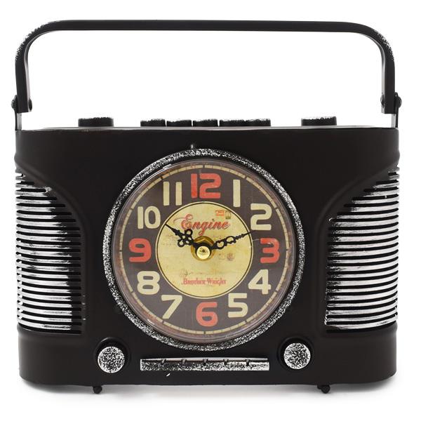 置き時計 アナログ アンティーク調 レトロなミニコンポデザイン