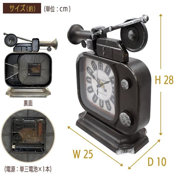 置き時計 アナログ アンティーク調 レトロなシネマカメラデザイン