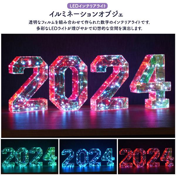 置物 LED ライト イルミネーションライト LED 2024 西暦 年号 22×17cm 光のオブジェ