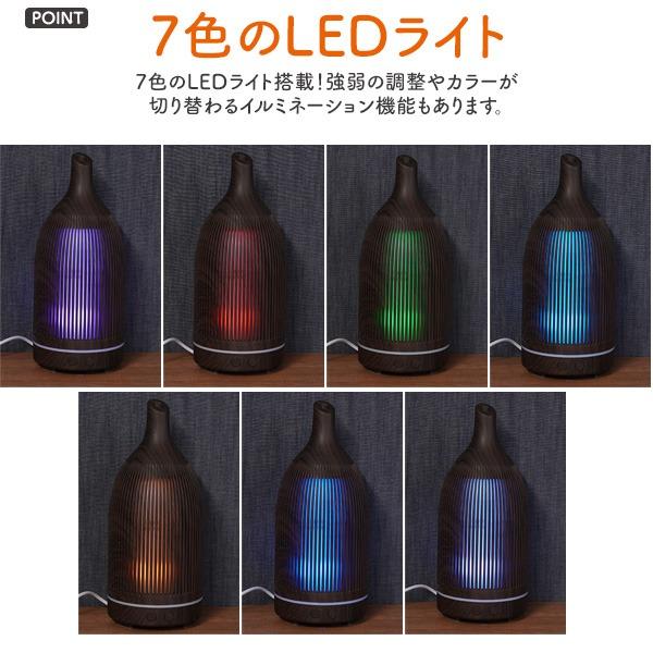 ダークウッド LEDライト付き加湿器 加湿器 超音波式 卓上加湿器 ウッドボトルデザイン おしゃれ LED USB