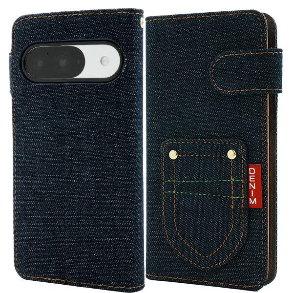Google Pixel 9 9Pro 9ProXL 9a ケース 手帳型 デニム調 ジーンズ風