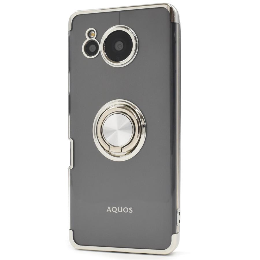 AQUOS sense7 plus ケース カバー メタリック 背面クリアー