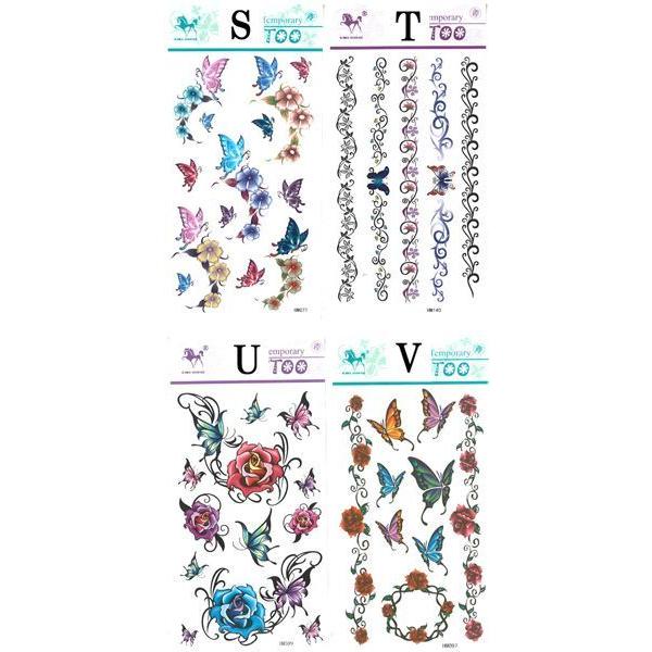 タトゥーシール O〜Z 選べる5枚セット 薔薇 蝶 ボディー用 タトゥ