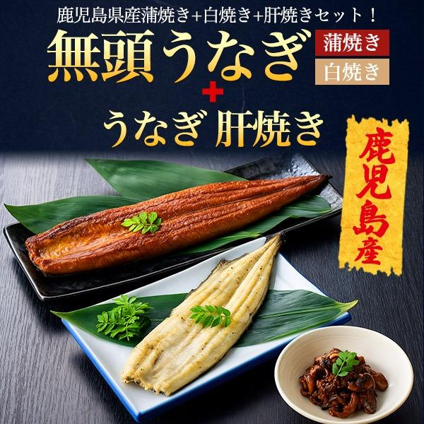 うなぎ 国産 白焼き 蒲焼き 肝焼き 3種セット 160g 2尾 鹿児島県産 鰻