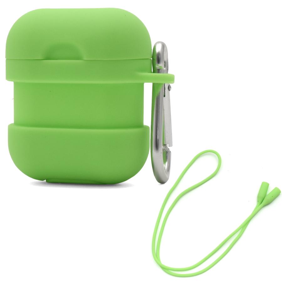 AirPods ケース シリコン 耐衝撃 カラビナ付 イヤホン用ネック