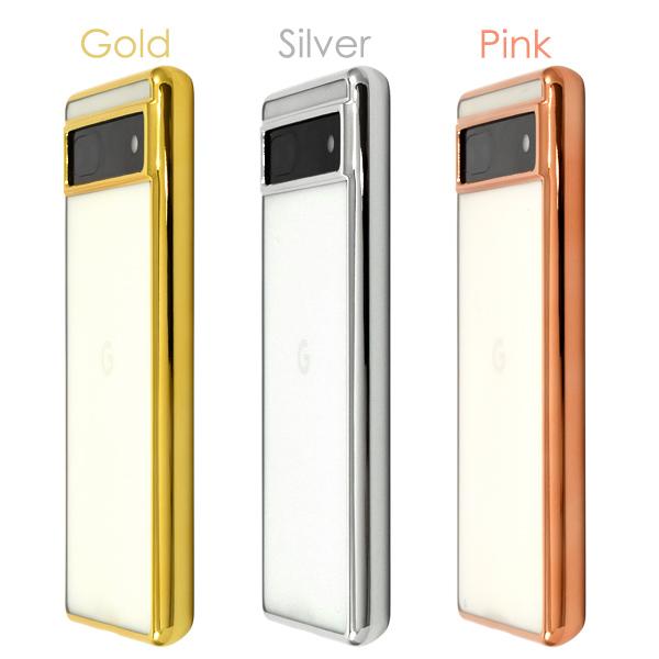 Google Pixel Pixel6a ケース カバー メタリックバンパー×背面クリアー