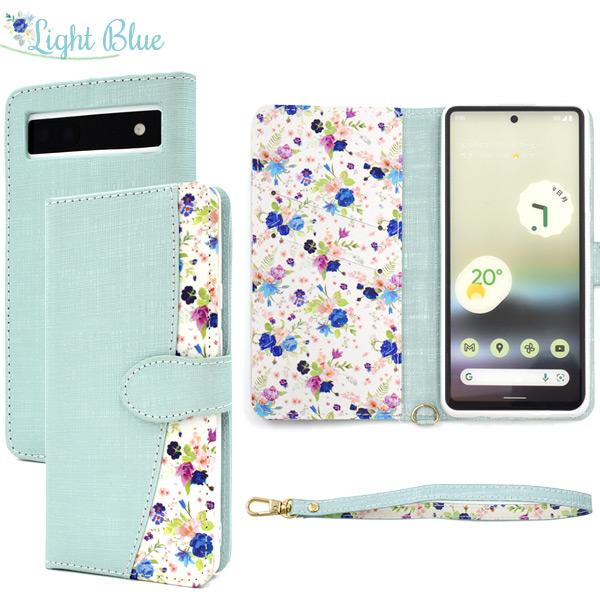 Google Pixel Pixel6a ケース 手帳型 フラワーブーケ 花柄ハンド