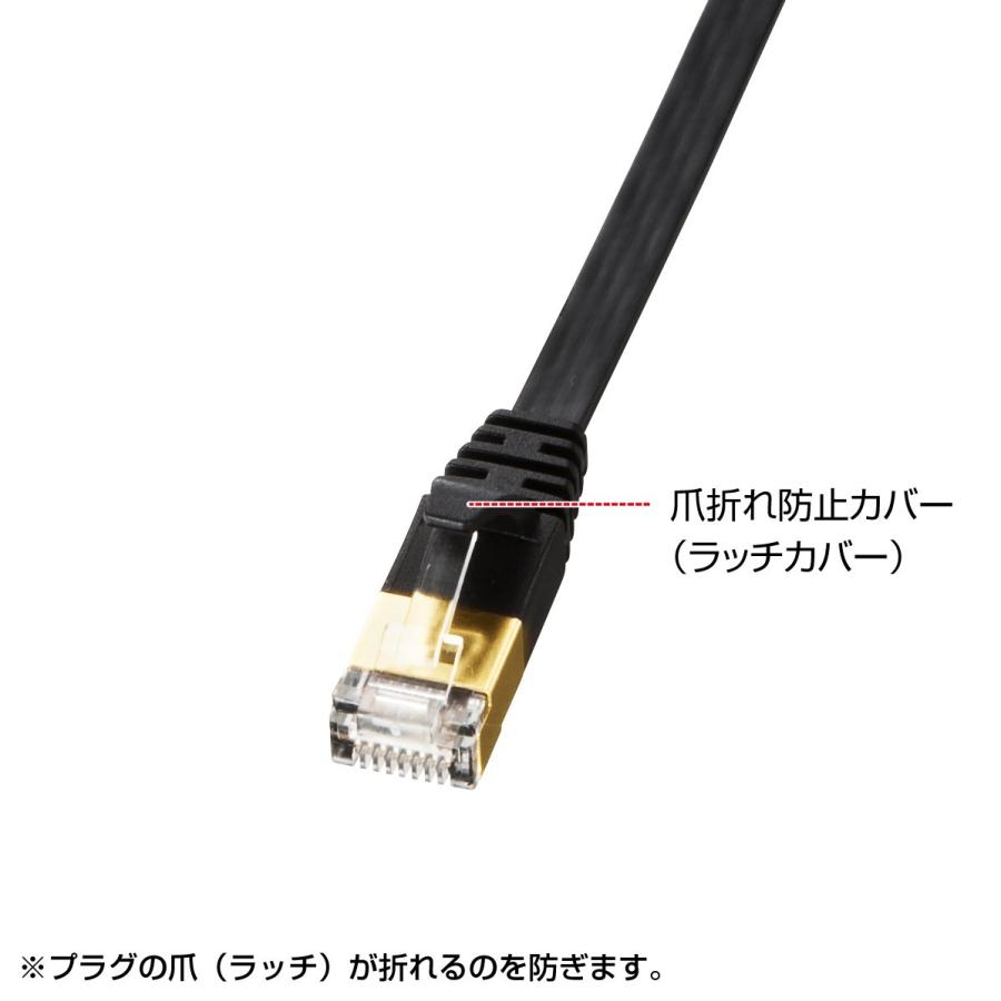 サンワサプライ LANケーブル CAT7 ウルトラフラット (2m) 10Gbps 600MHz ギガビット イーサネットケーブル ツメ折れ防止 RJ45コネクタ ブラック KB-｜n-t-shop｜07