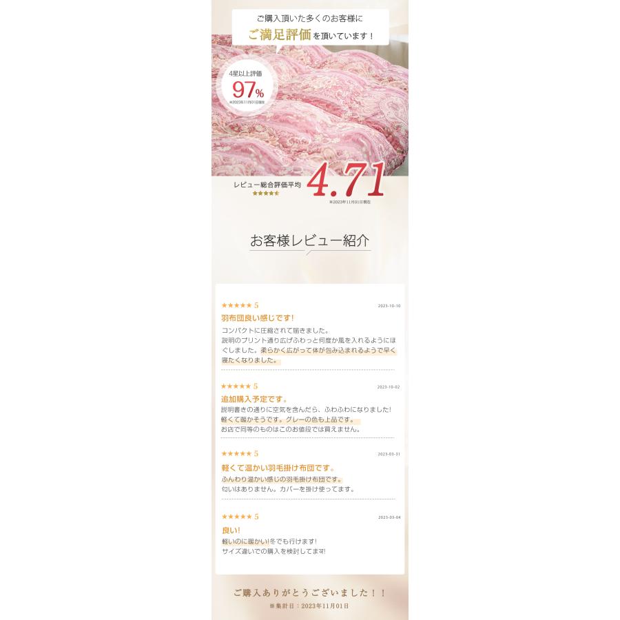 爆買WEEK最大14%還元 羽毛布団 シングル ダウン90％ 掛け布団 冬 冬用