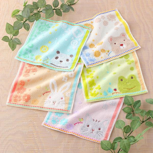 在庫限り)UCHINO もちぷに タオルハンカチ グリーン カエル 9003V017 G