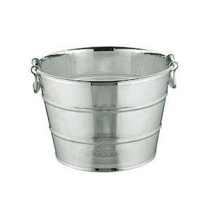 UK18-8パンチング平底深型揚げざる 横補強付42cm（穴径φ2.2mm）