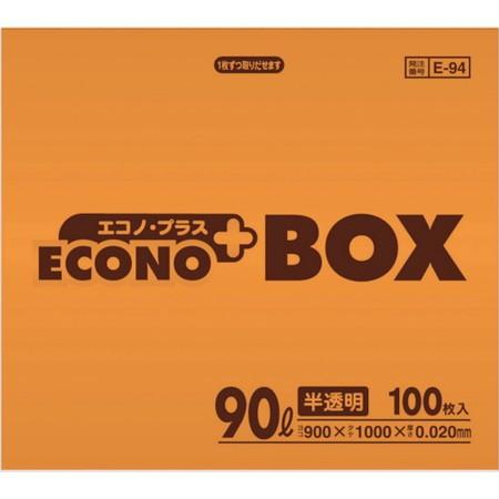 E-94エコノプラスBOX90L半透明 （100枚入） サニパック E94HCL-5258｜n-tools