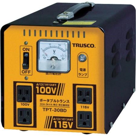 ポータブルトランス 30A 3kVA 降圧・昇圧兼用型 TRUSCO TPT30BD-3100｜n-tools