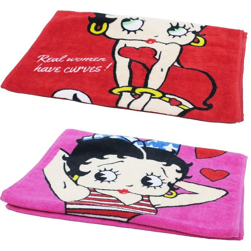 BettyBoop ウォッシュタオルと吸水コースター　昭和レトロ　未使用未開封 ベティちゃん ベティブープ Betty Boop フェイスタオル ロング