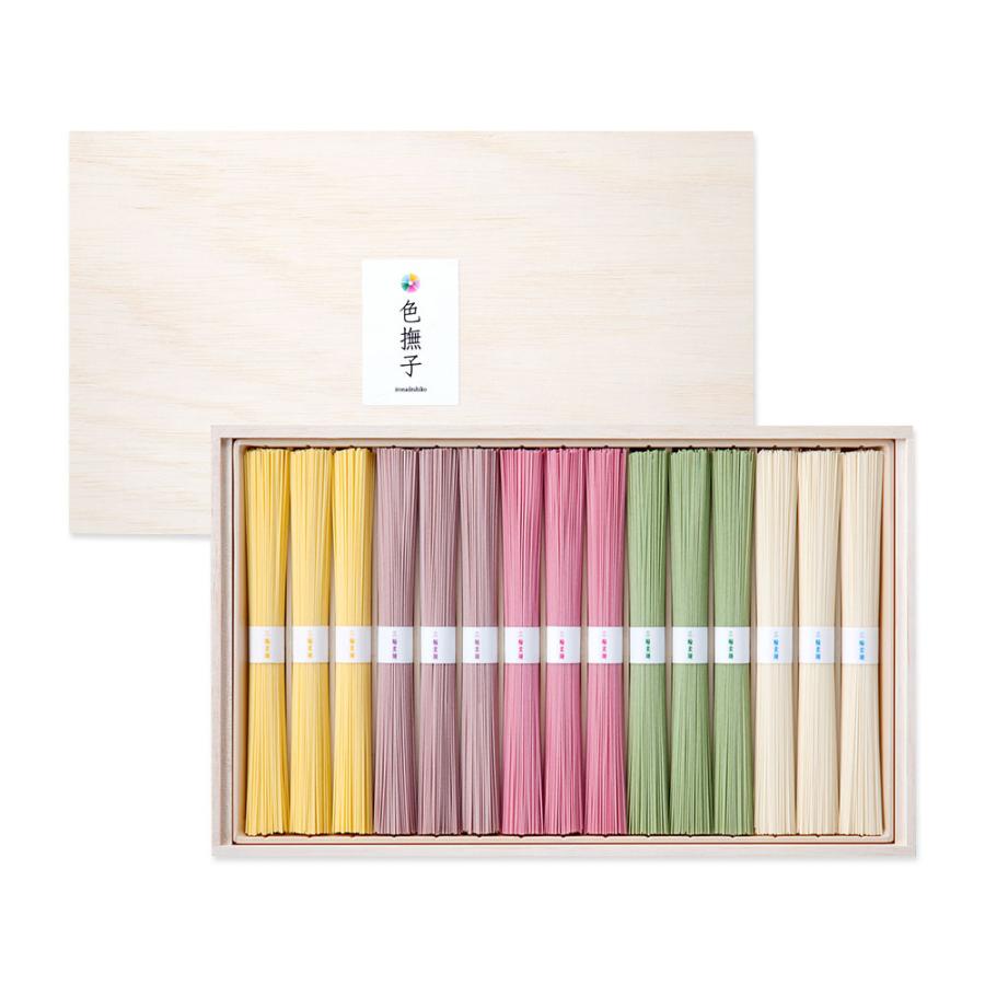 素麺 そうめん ギフト お中元 お歳暮 プレゼント 内祝 送料無料 奈良 池利 三輪素麺 色撫子 各50g×各3 シイレル |  | 01