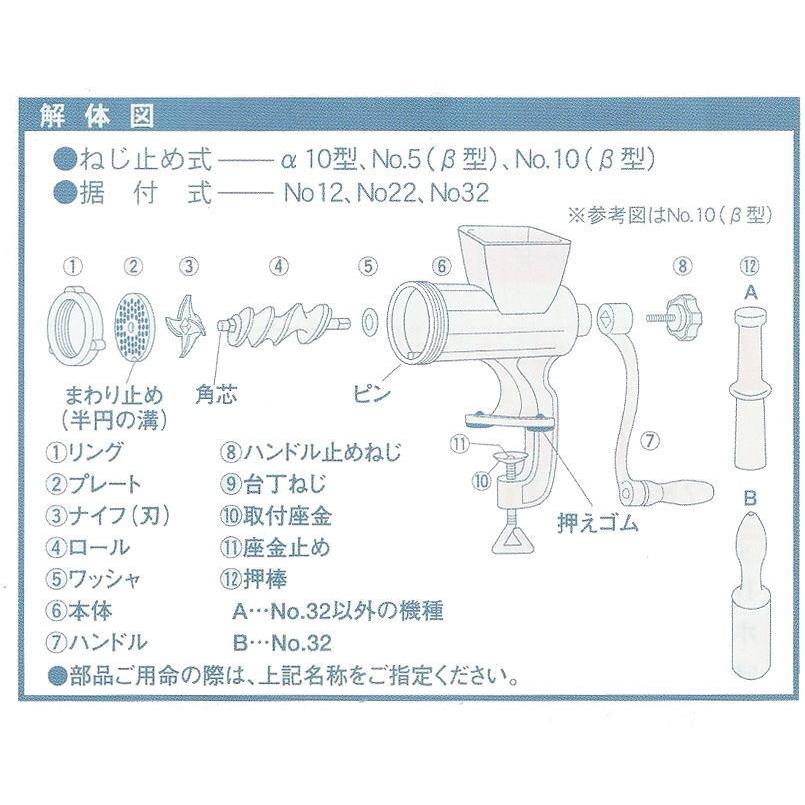 ボニー/BONNY ミートミンサー(ミートチョッパー) NO10(β型) ねじ ボニー/BONNY ミートミンサー(ミートチョッパー) NO10(β型) ねじ