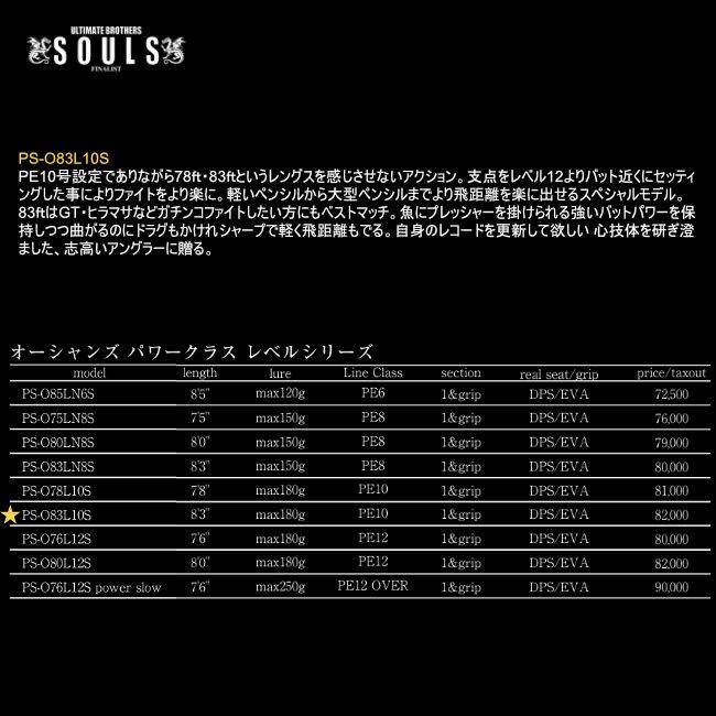 SOULS　オーシャンズ パワークラス レベルシリーズ　 PS-O83L10S ソウルズ オーシャンズ パワークラス レベルシリーズ PS-O83L10S