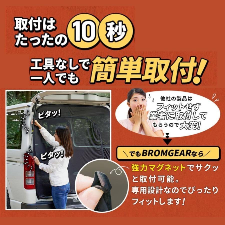BROMGEAR ハイエース200系専用設計 バックドア用 防虫ネット カー用品
