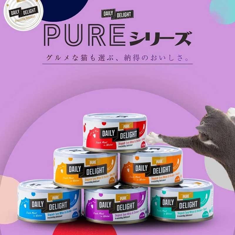 NEW 最短賞味2027.3・デイリーディライト猫ピュア カツオ＆チキン＋タイ80g缶dad01043全年齢猫用一般食DAILY DELIGHT正規品 |  | 06
