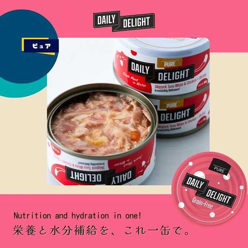NEW 最短賞味2027.2・デイリーディライト猫ピュア カツオ＆チキン＋エビ80g缶dad01050全年齢猫用一般食DAILY DELIGHT正規品 |  | 01