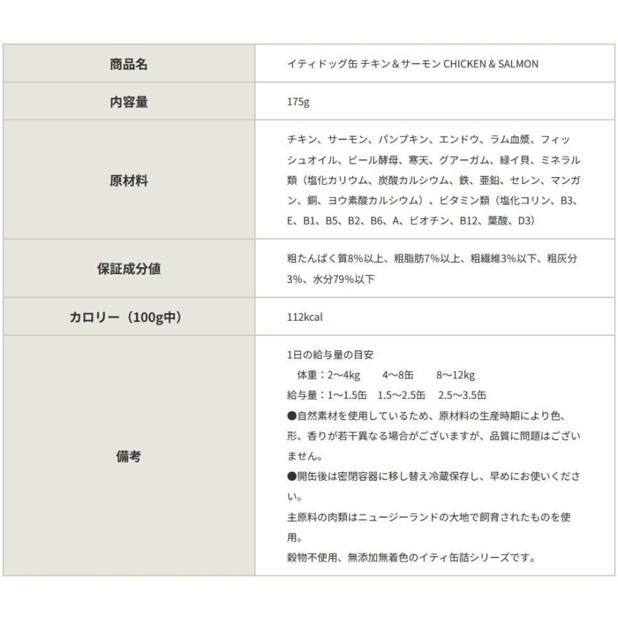 最短賞味2027.2・iti イティ ドッグ チキン＆サーモン缶 175g全年齢犬用総合栄養食 正規品it47845※在庫限り終売 | イティ | 02