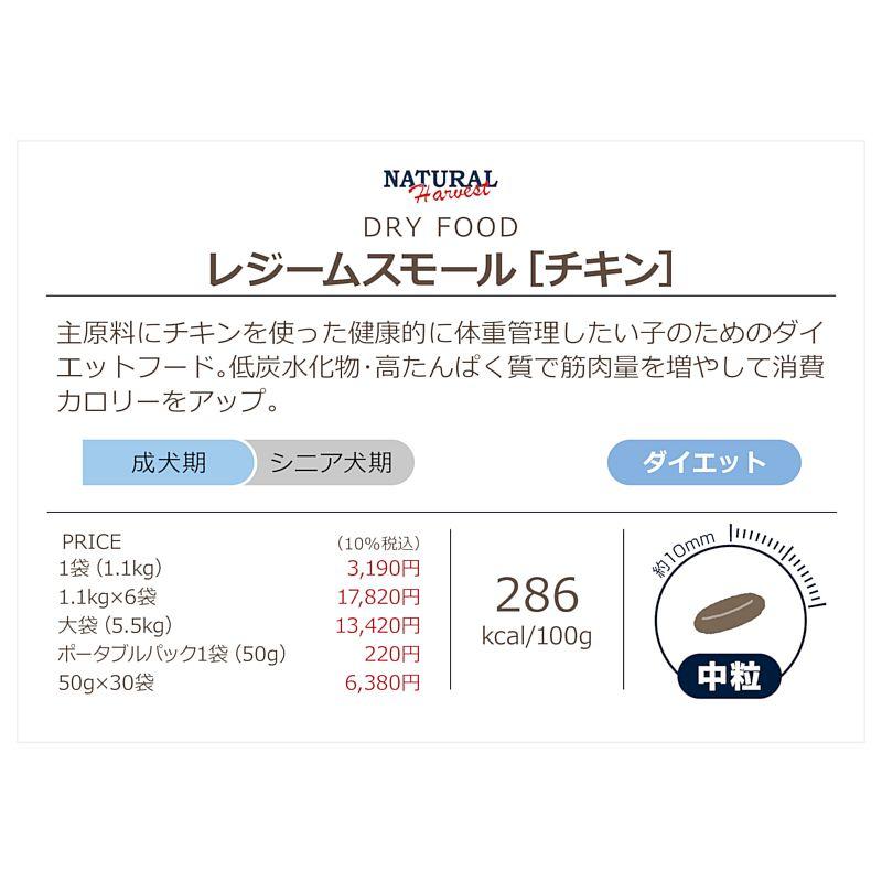 最短賞味2028.3・ナチュラルハーベスト レジームスモール チキン5.5kg 成犬用ドライ肥満ケア対応［新パッケージ素材（アルミ蒸着フィルム）］nh12985 | ナチュラルハーベスト | 04