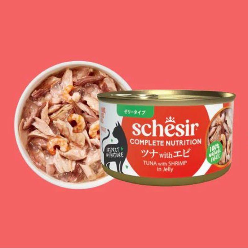 NEW 最短賞味2029.3・シシア 猫 ゼリータイプ ツナwithエビ85g缶 scc50044成猫用総合栄養食キャットフードSchesir正規品SALE | シシア | 01